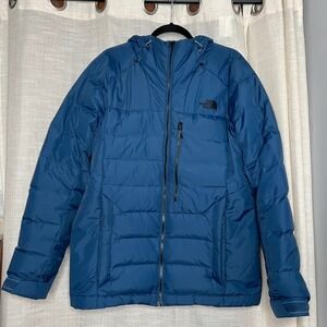 North Face Gor-Tex Corefire 550 Down Jacket Coat Hood Blue Men's Size Medium EUC